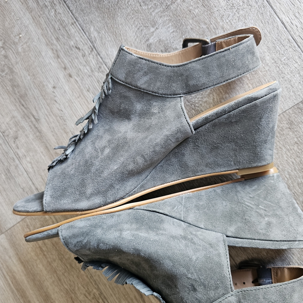 Gray Suede Wedge Sandals